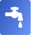 White faucet icon with a single water drop on a blue background, representing professional Plumbing Repairs Utah County.