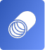 A white capsule pill icon with curved lines inside, displayed on a blue square background with rounded corners, resembling the clean and reliable service associated with Plumbing Repairs Utah County.