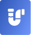 A white pipe with a bend and a joint, depicted on a blue square background, resembling a plumbing or drainage icon—perfect for representing Sewer Line Repair Utah County services.