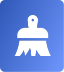 White paintbrush icon centered on a blue gradient background, evoking the clean and reliable service associated with Residential Plumbing Utah County.