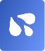 White water droplets icon on a blue rounded square background, representing Residential Plumbing Utah County services.