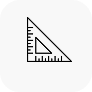 A simple black outline drawing of a right-angle triangle ruler with measurement marks along the two shorter sides, commonly used in new construction plumbing, on a plain white background.