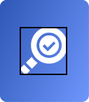 Magnifying glass icon with a checkmark inside the lens, displayed on a blue gradient background—ideal for representing Sewer Line Repair Utah County services.